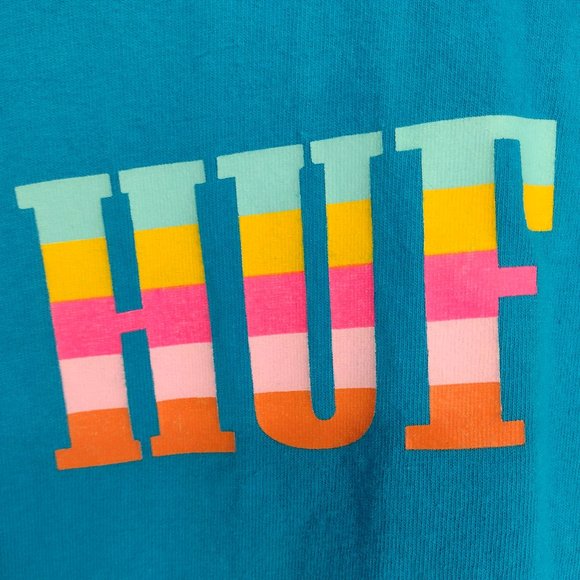 HUF Cropped Rainbow Colors Pride Skate Blue T-Shirt - Picture 2 of 5
